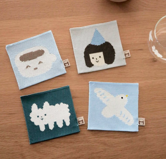 針織杯墊 四款可選｜右手超人