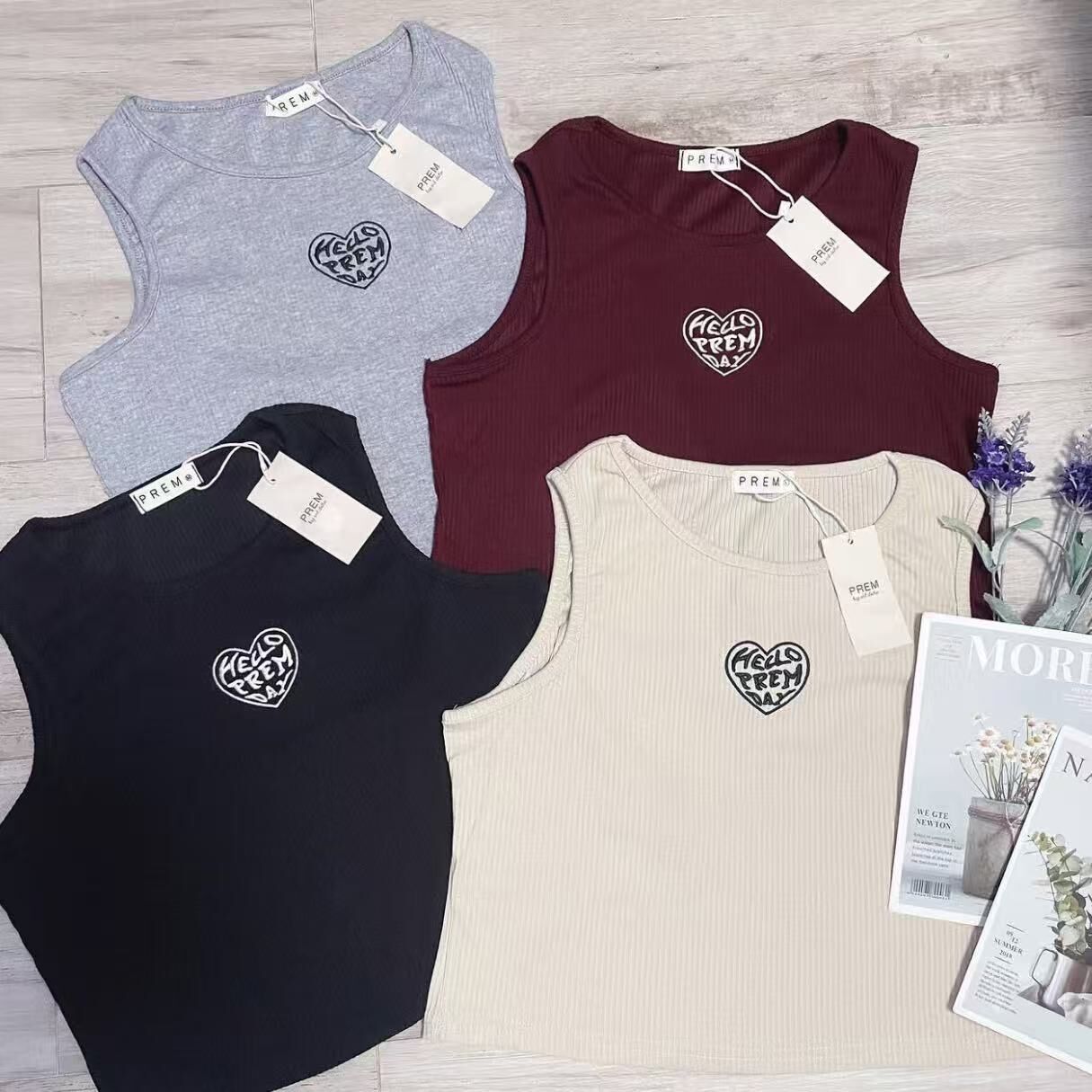 泰國代購款🇹🇭 PREM 心型刺繡直紋背心