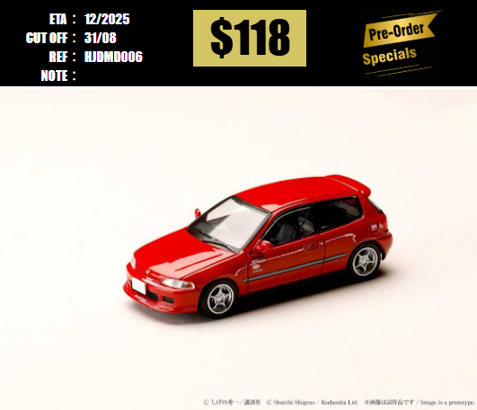 PO-$118 * HOBBY JAPAN * 1:64 HONDA CIVIC EG6 INITIAL D 30TH ANNIVERSARY HJDMD006 [OD23/08]