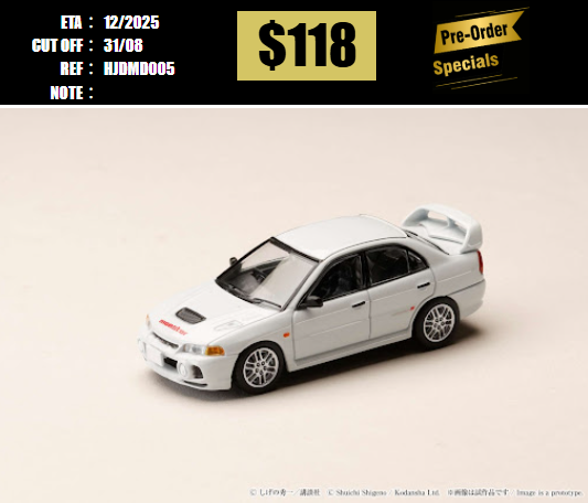 PO-$118 * HOBBY JAPAN * 1:64 MITSUBISHI LANCER EVOLUTION IV RS INITIAL D 30TH ANNIVERSARY HJDMD005 [OD23/08]