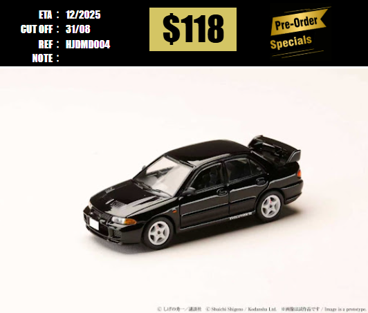 PO-$118 * HOBBY JAPAN * 1:64 MITSUBISHI LANCER EVOLUTION III RS INITIAL D 30TH ANNIVERSARY HJDMD004 [OD23/08]