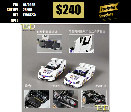 PO-$240 * TRANSCEND MODEL * 1:64 911 GT1(LEMANS GT1 1997) #25 [OD23/08]