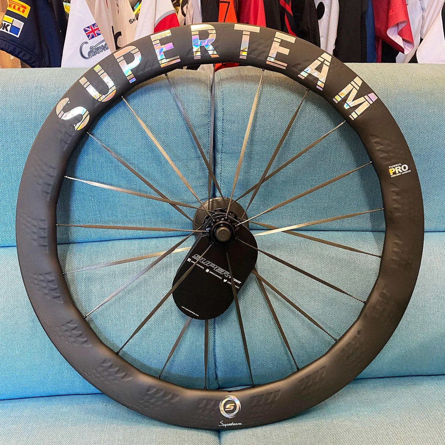 SuperTeam Turbul Pro 58 Ceramic Carbon Spoke Road Wheelset Tubeless Ready Disc