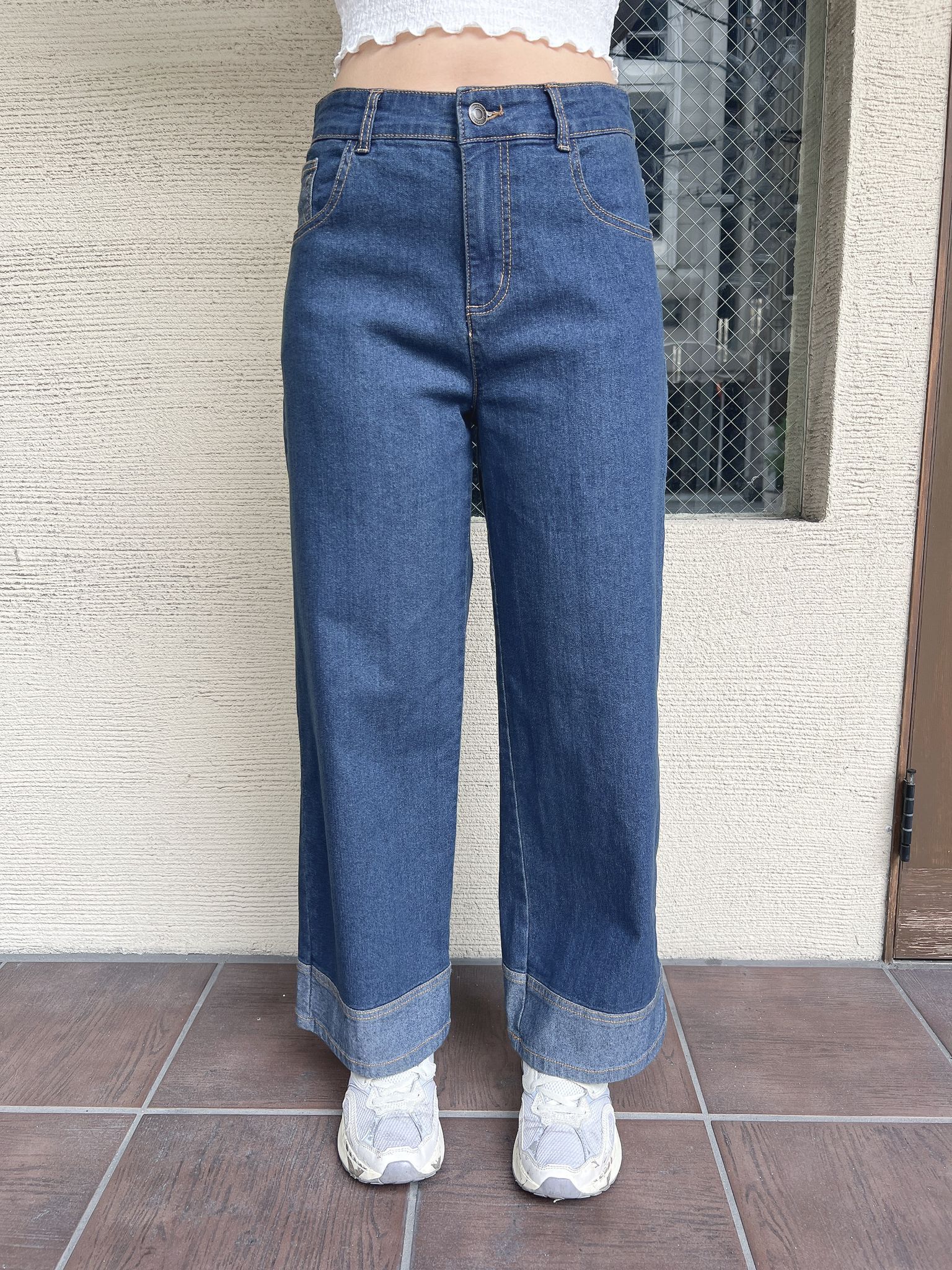 SY 袋交叉 牛仔褲