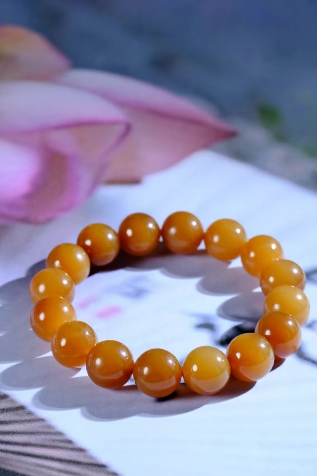 和田玉金山糖蜜糖手串 (12mm直徑),天然和田玉軟玉