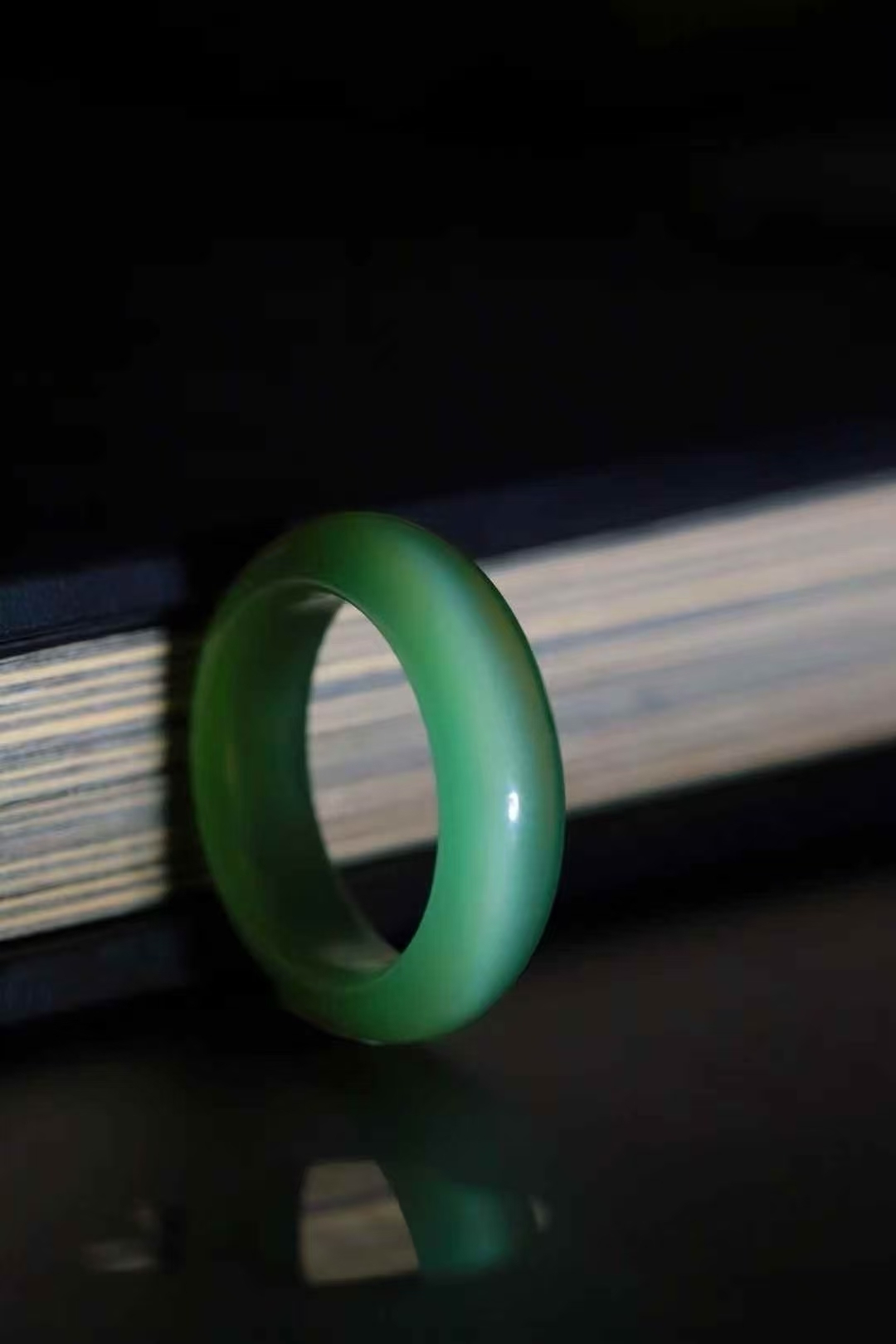 和田玉碧玉貓眼戒指,天然和田玉軟玉