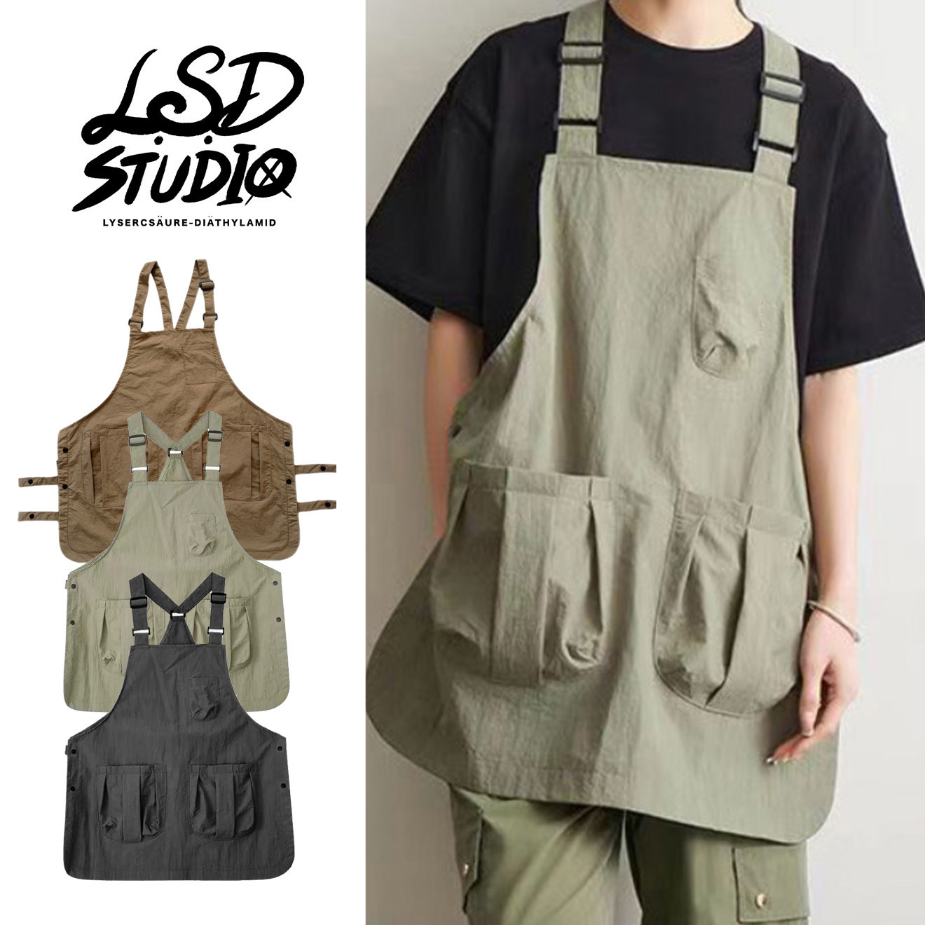 防潑水立體口袋輕量工裝圍裙【VSW556】