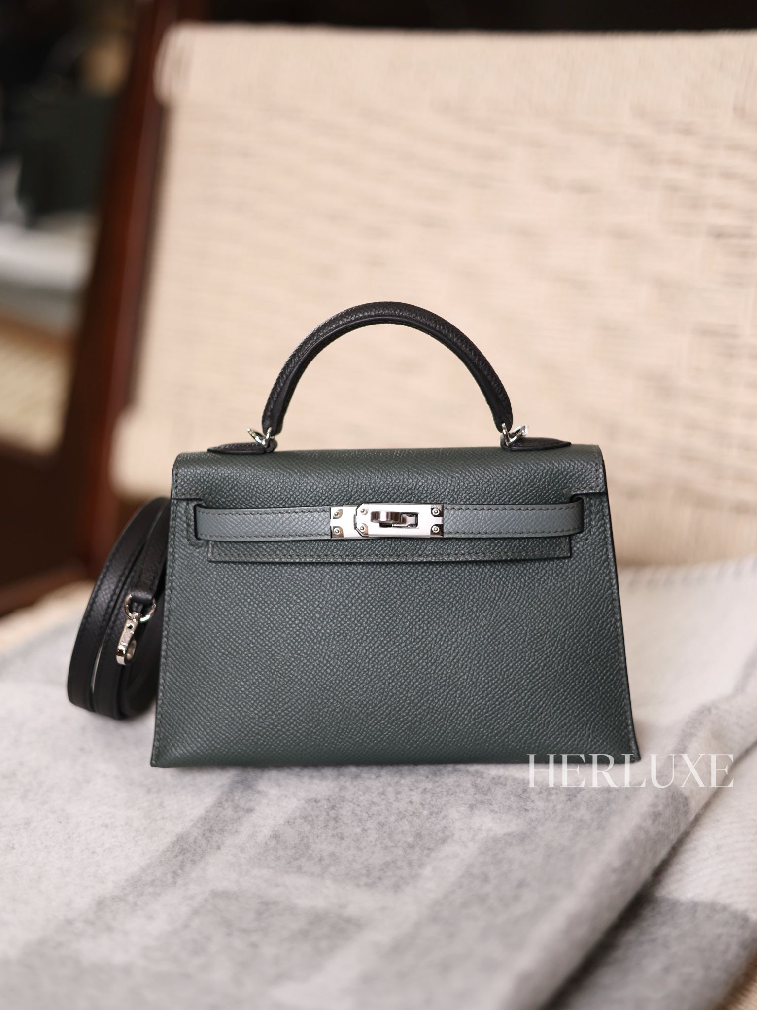 Kelly mini II Q0 vert mangrove/63 vert amande/ 89 noir ck epsom K