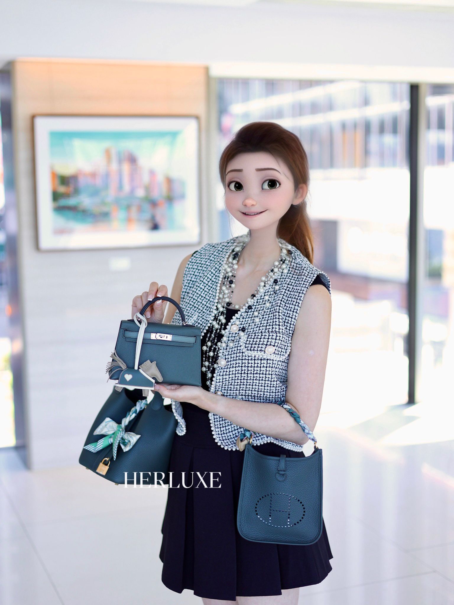 Kelly mini II Q0 vert mangrove/63 vert amande/ 89 noir ck epsom K