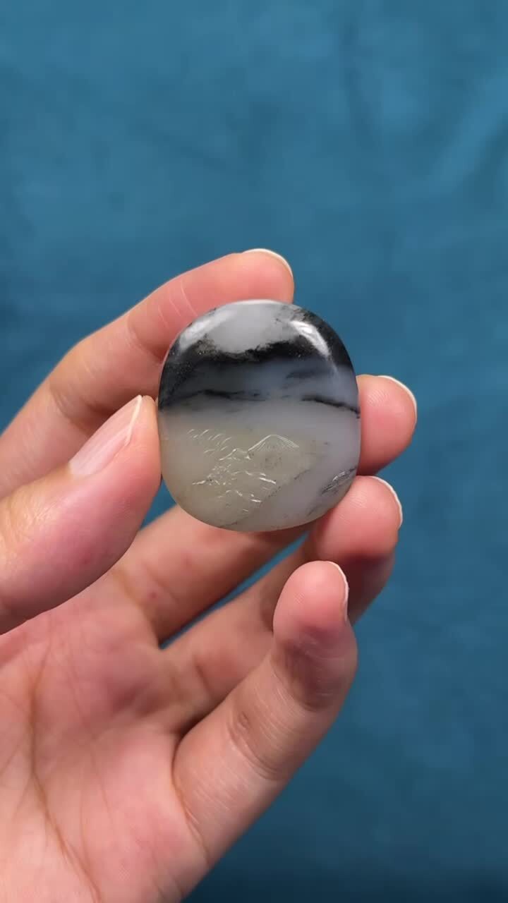 和田玉籽料墨溪山,天然和田玉軟玉