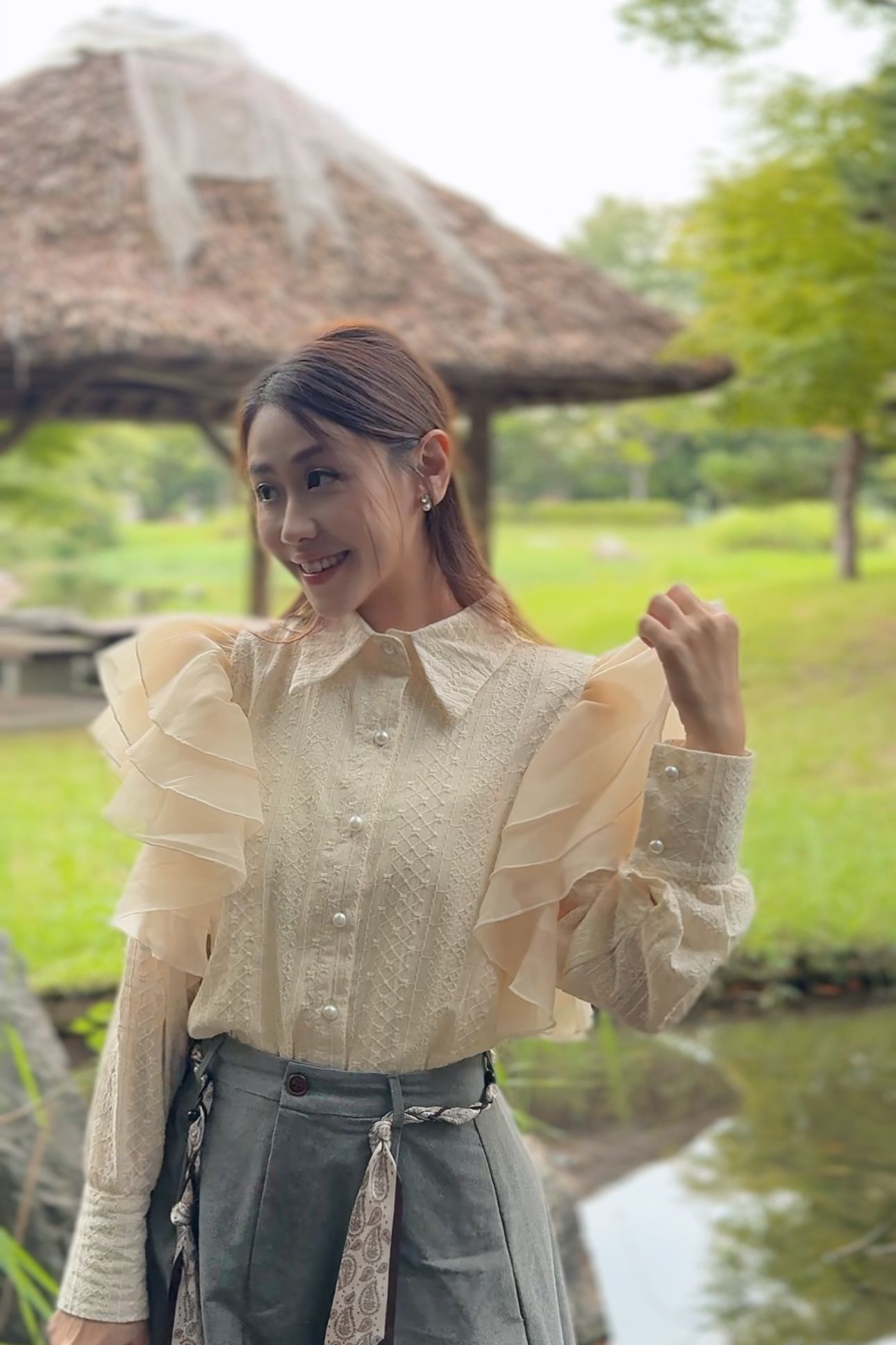 TOP#7673 🤍雲海紗通花上衣