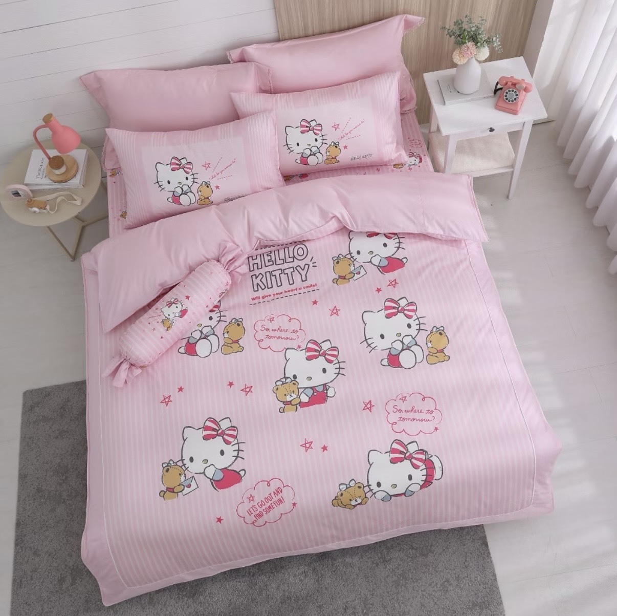 HELLO KITTY床包兩用被組 | 精梳棉 | 好友悄悄話 悄悄款