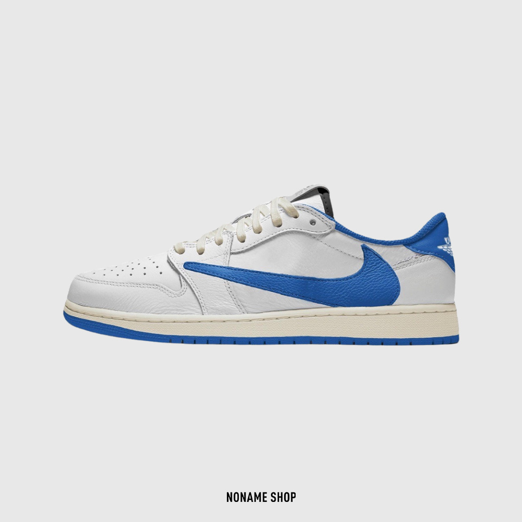 FRAGMENT DESIGN X TRAVIS SCOTT X NIKE AIR JORDAN 1 LOW OG "Sail Military Blue" 三方聯名 倒勾 閃電 (男款)
