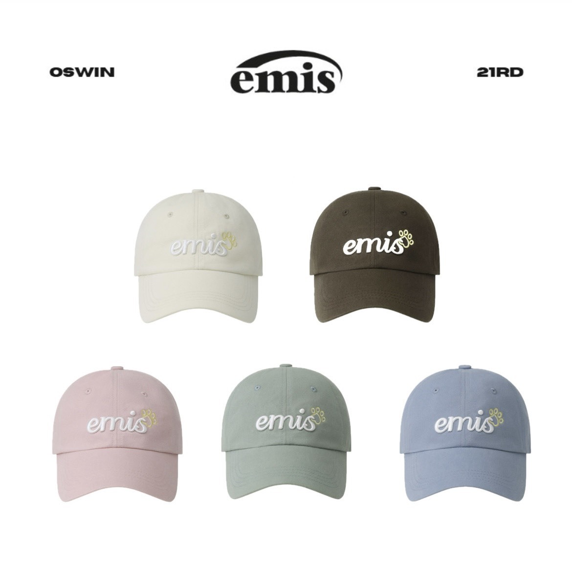 韓國 EMIS 刺繡小花大LOGO 棒球帽