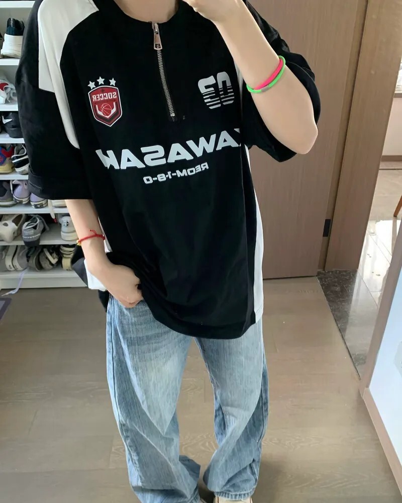 KTQ STORE ‧ Kawasaki 半拉鍊 美式賽車短踢 兩色