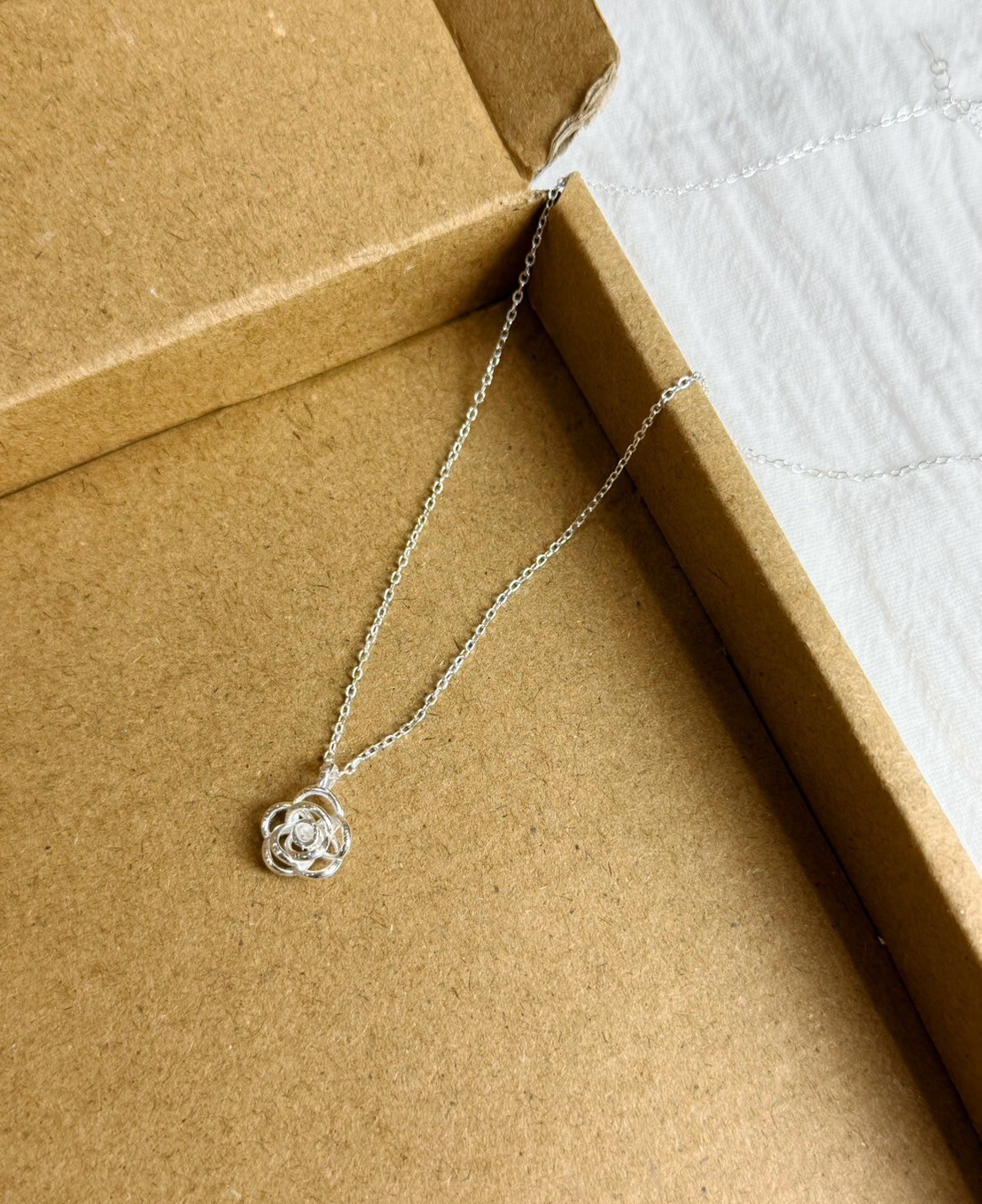 法式山茶花純銀項鍊