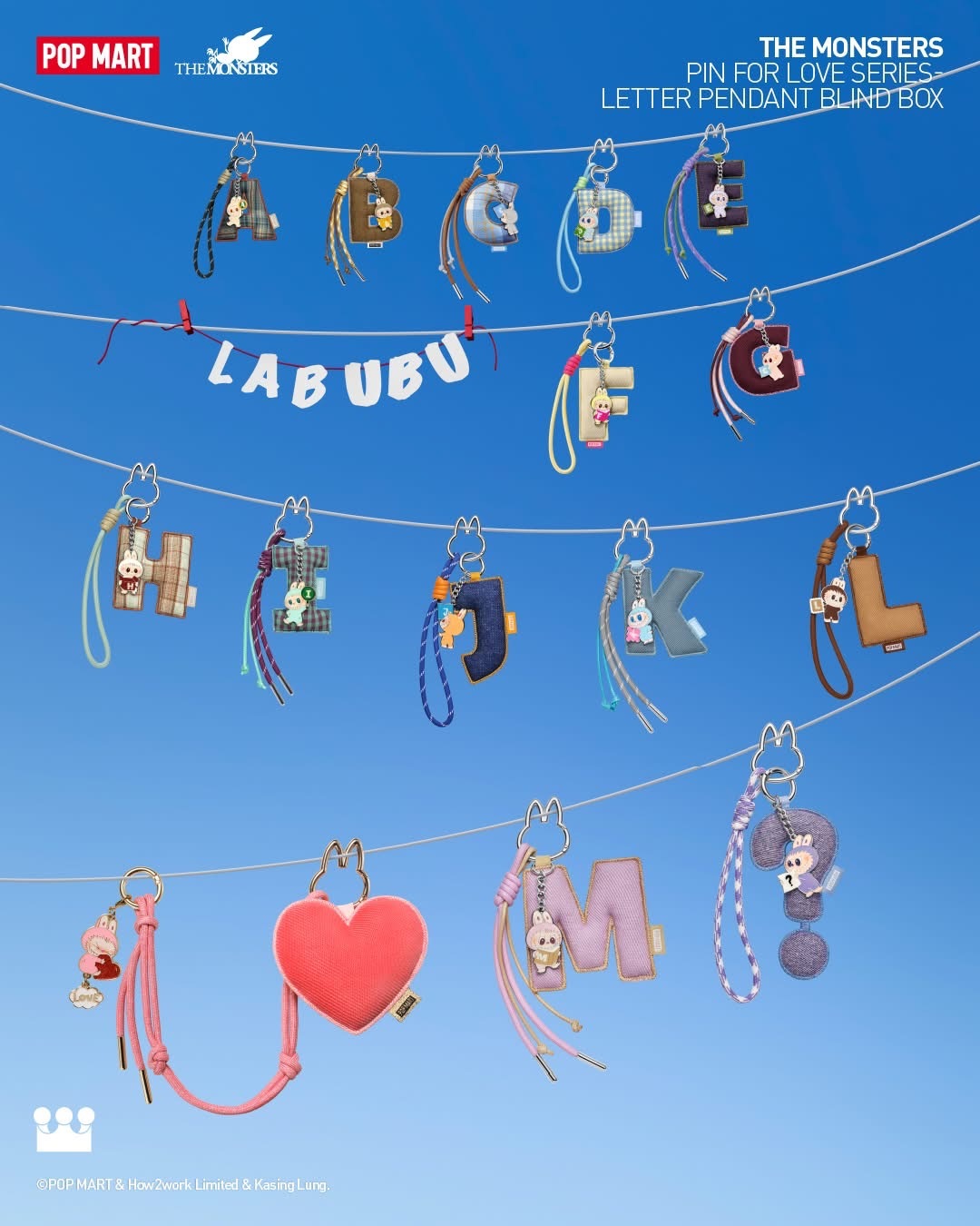 8月28開售 LABUBU THE MONSTERS心底密碼系列字母掛件