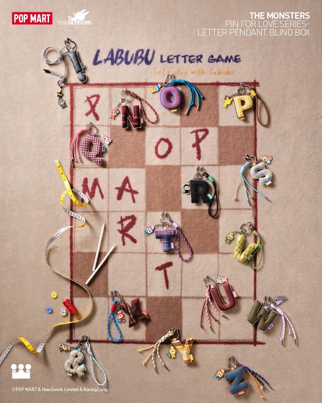 8月28開售 LABUBU THE MONSTERS心底密碼系列字母掛件