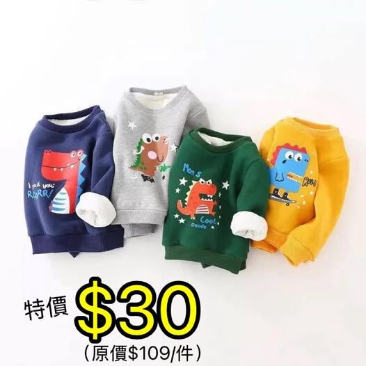 (現貨) 男童恐龍絨底衛衣🦖
