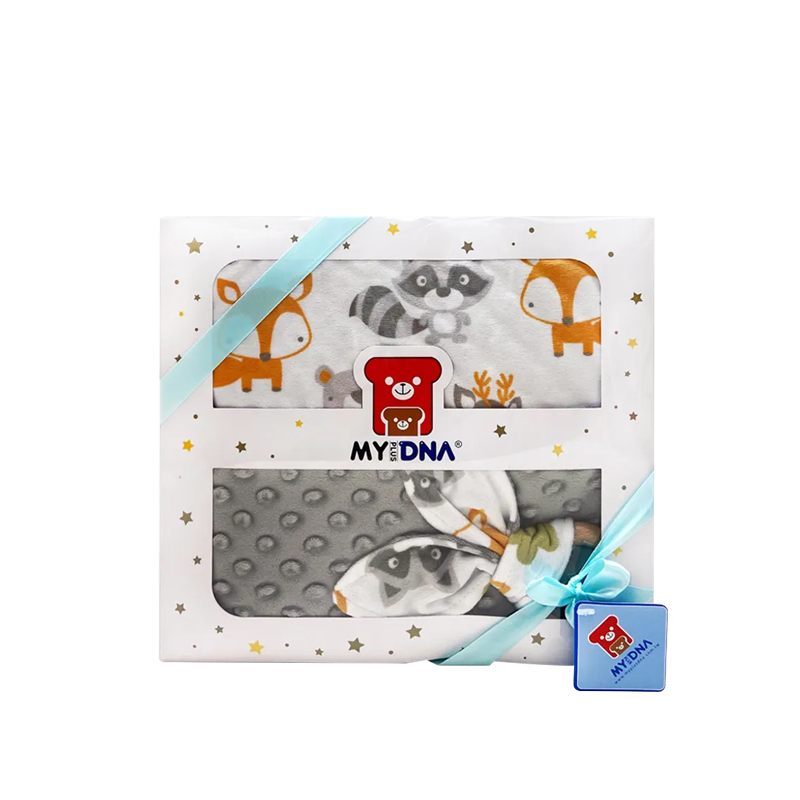 MY+DNA 熊本部 法蘭絨舒適蓋毯彌月禮盒組