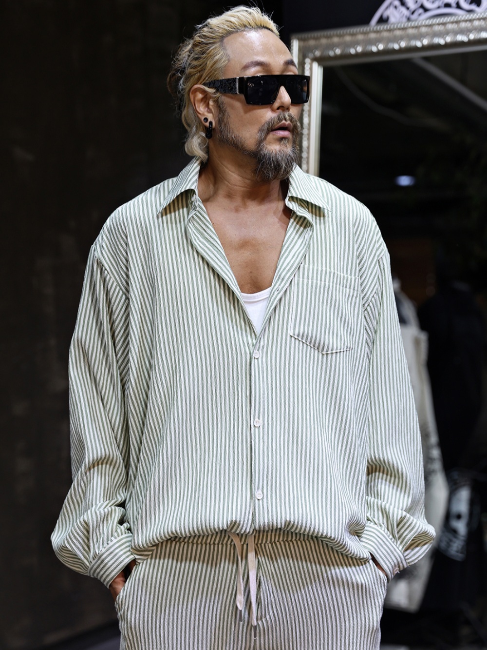 泡泡紗條紋襯衫