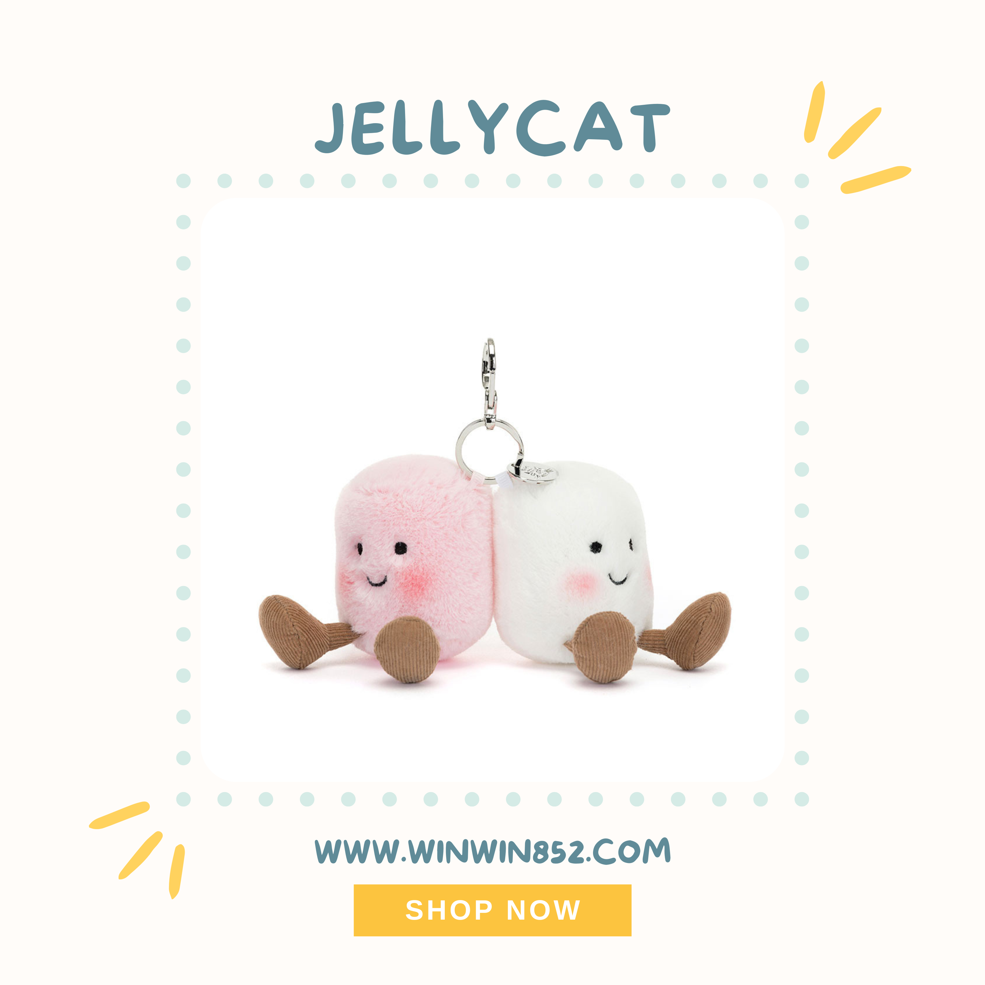 Jellycat Amuseables Pair of Marshmallows Bag Charm