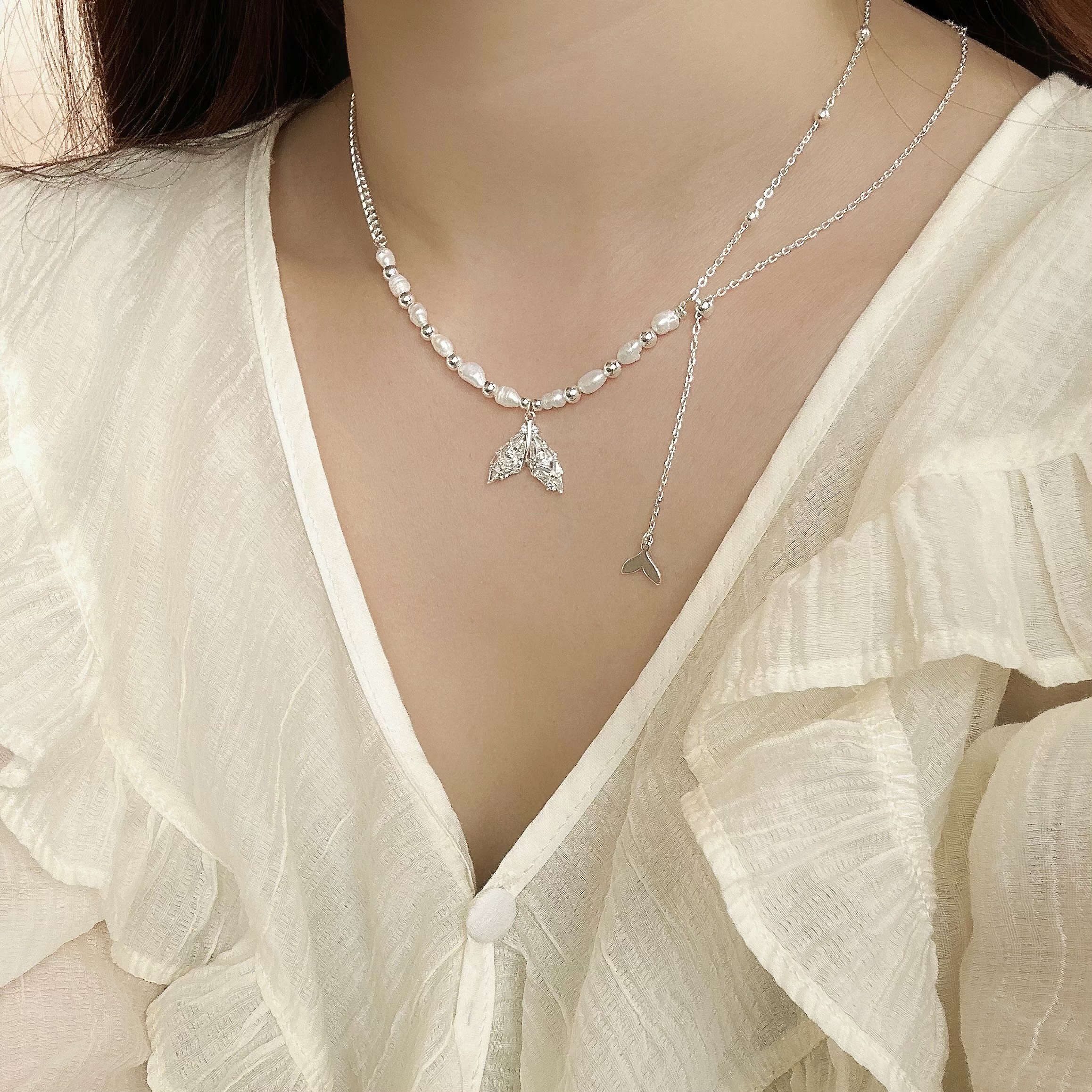 D43珍珠魚尾y字鏈