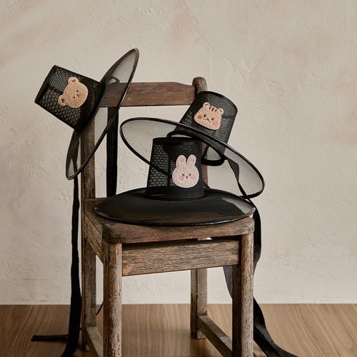 25F/W DTD彩帶童韻傳統風~黑色高頂紗帽(含成人尺寸)