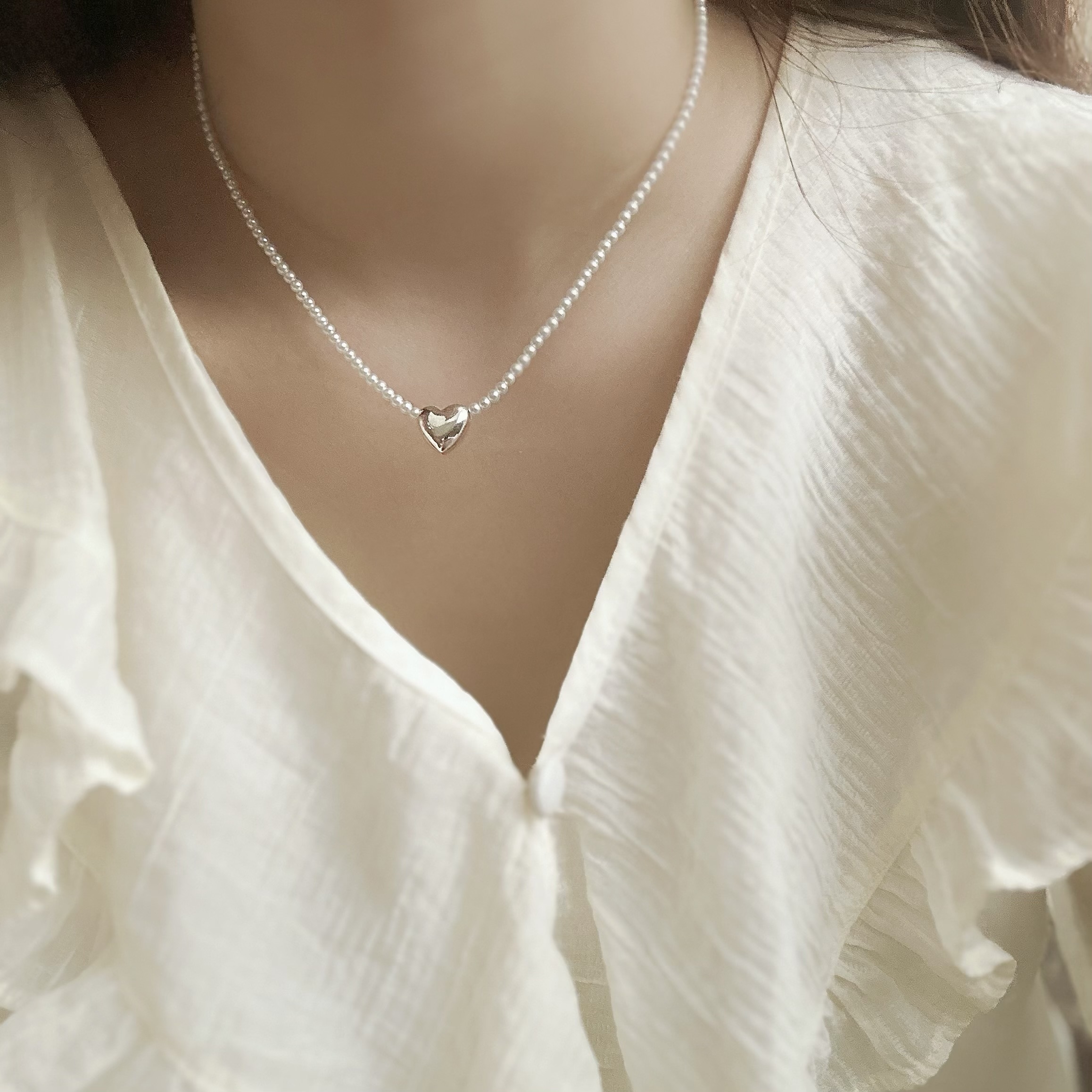 G48相戀．珍珠愛心頸鏈