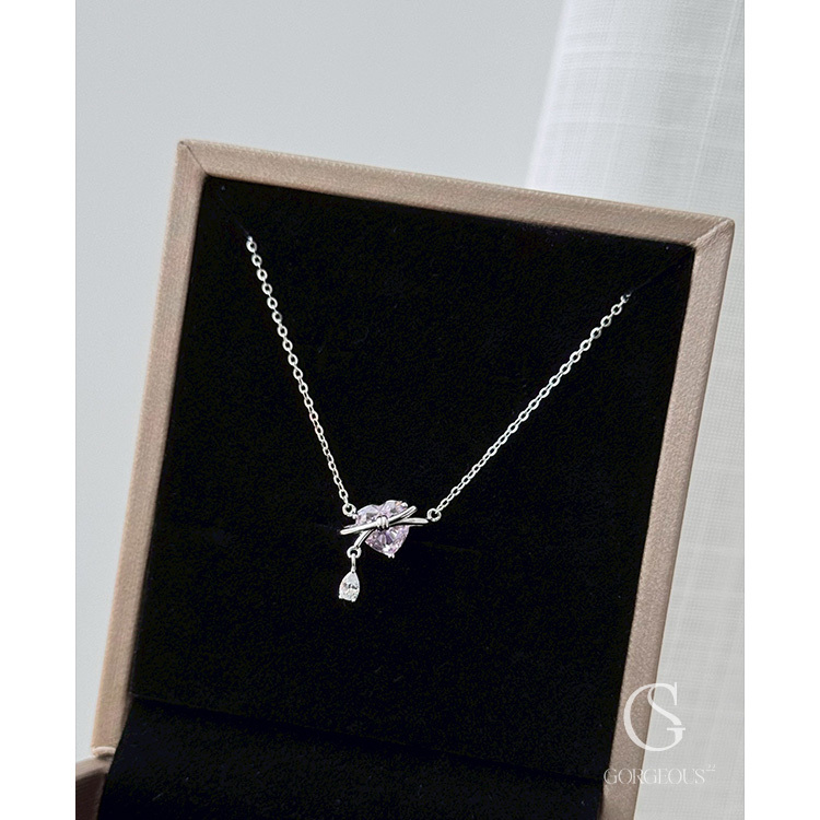 R06 現貨「心結水鑽項鍊(925銀)」