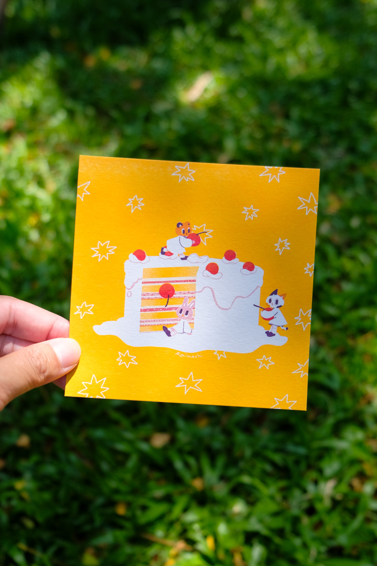 Raimochi｜RISO 明信片｜櫻桃蛋糕