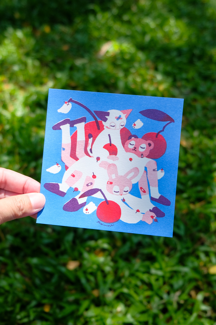 Raimochi｜RISO 明信片｜三寶櫻桃