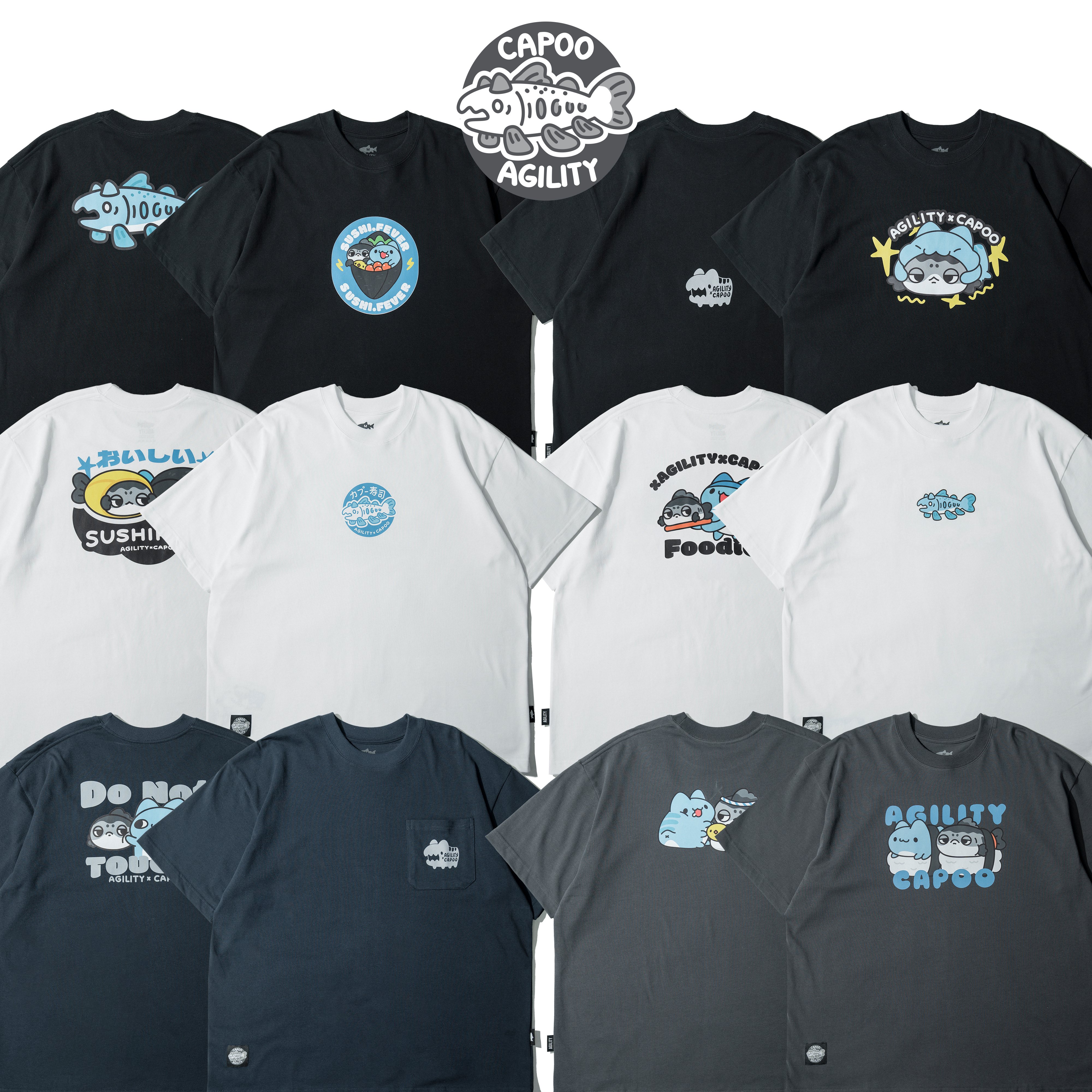 AGILITY x CAPOO Collaboration "SUSHI" Tee 貓貓蟲咖波 壽司短Tee [AG-CP-1]