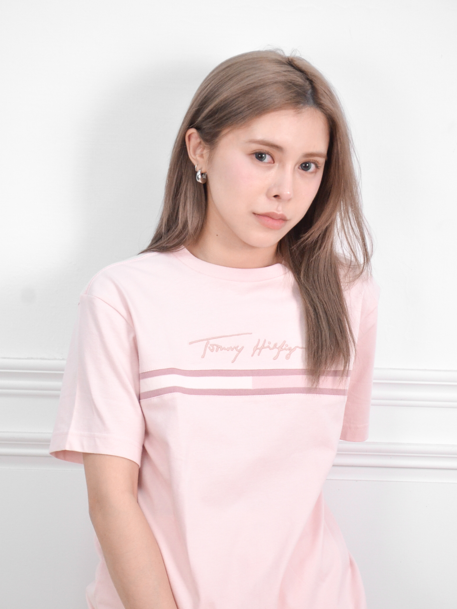 Tommy Hilfiger 織帶草寫LOGO短袖 奶茶/灰/紅/藍/粉