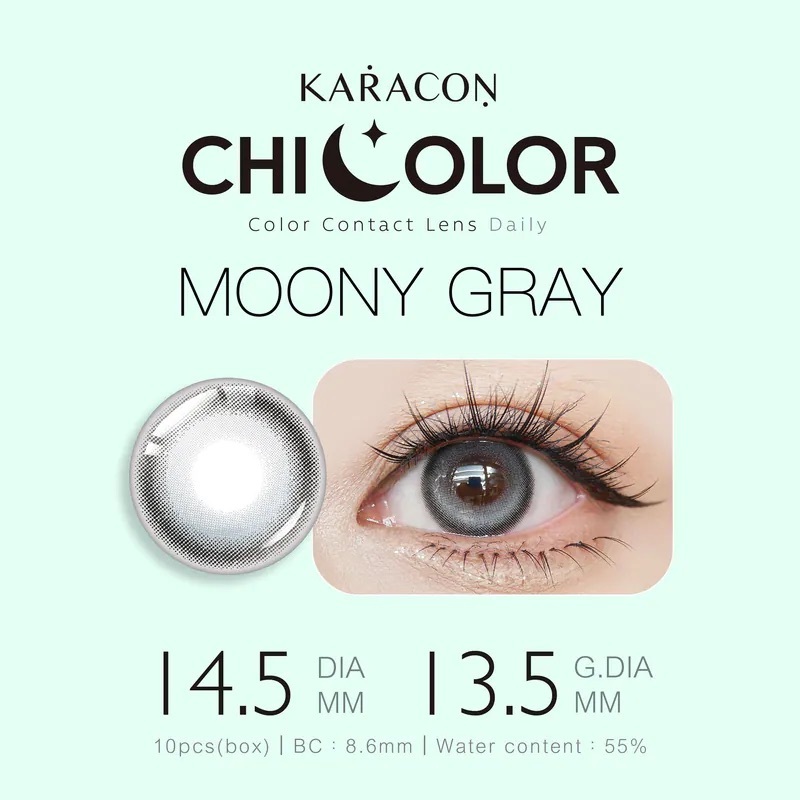 [日拋] Karacon CHICOLOR 55% 1 Day #42 Moony Gray 月影灰｜日拋彩妝隱形眼鏡｜每盒10片