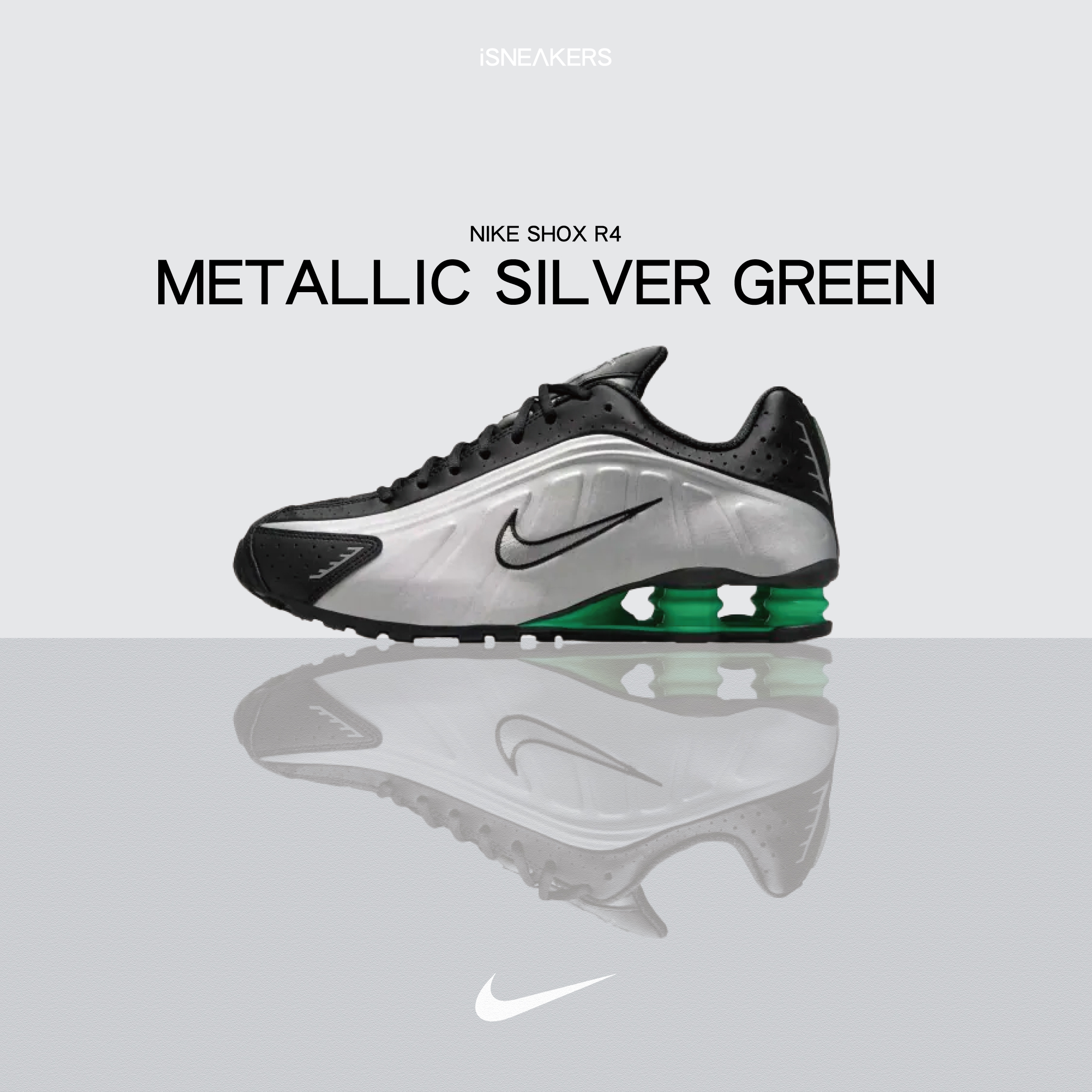 iSNEAKERS｜Nike Shox R4 "Metallic Silver Green" 黑綠 HQ1988-006