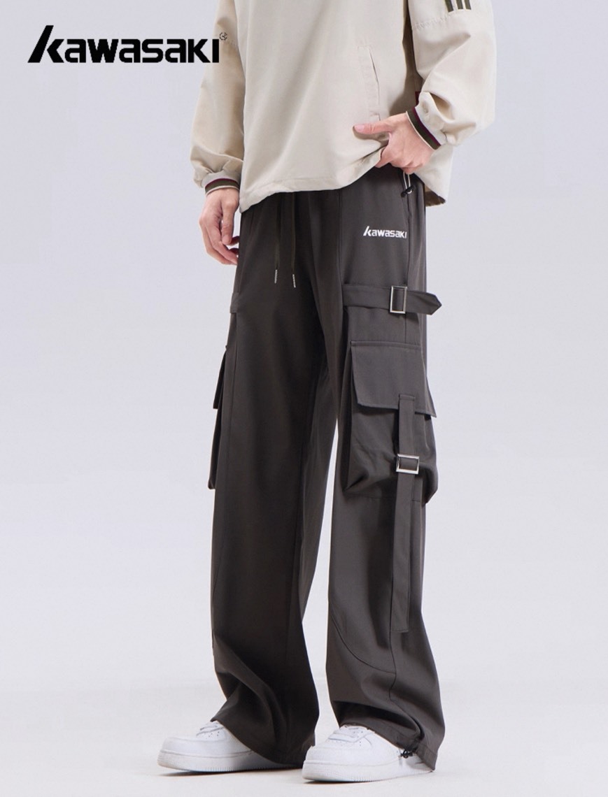 Kawasaki 川崎 大口袋 寬鬆 休閒 工裝褲 黑/灰/橄欖綠 3色