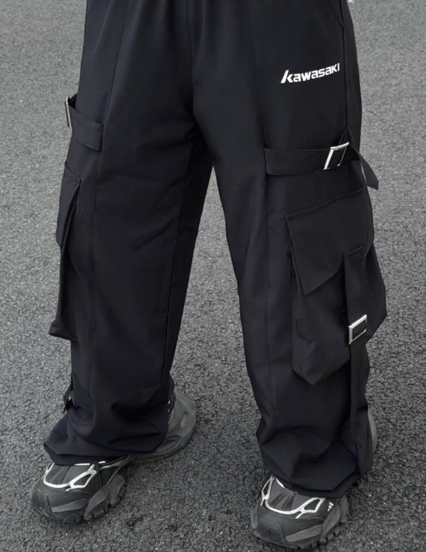 Kawasaki 川崎 大口袋 寬鬆 休閒 工裝褲 黑/灰/橄欖綠 3色