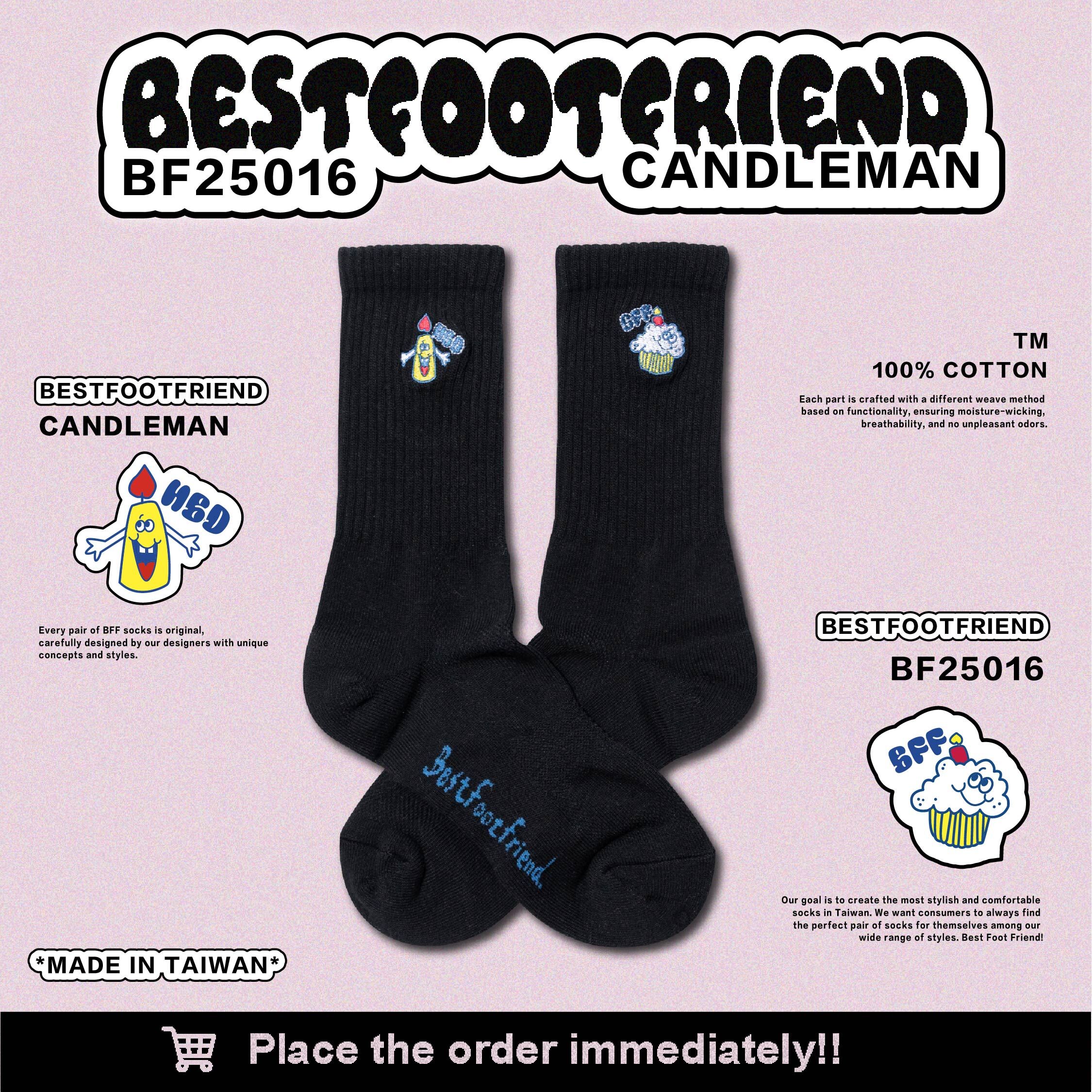 【逢甲 FUZZY】Best Foot Friend Candleman 蠟燭人 BFF 襪子 白色 BF25016