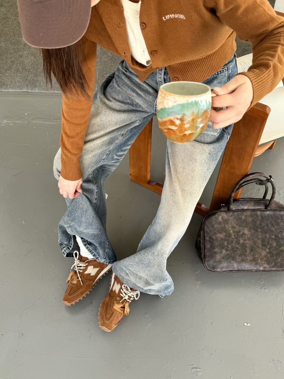 復古真皮鋸齒德訓鞋(黑38)