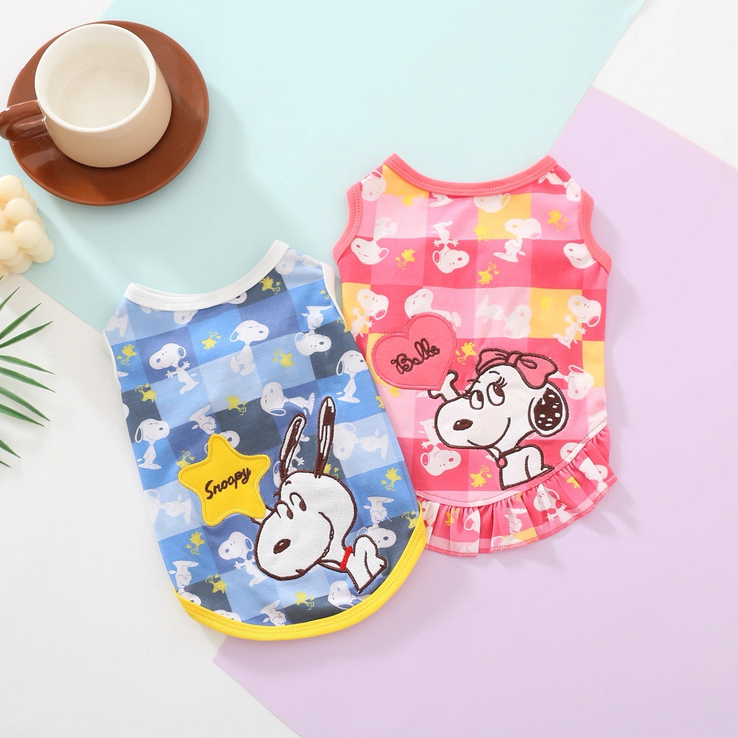 宠物狗猫立体刺绣纯棉薄款snoopy背心 小裙