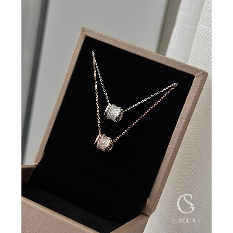 R04 現貨「立體圓環莫桑鑽項鍊(925銀)」