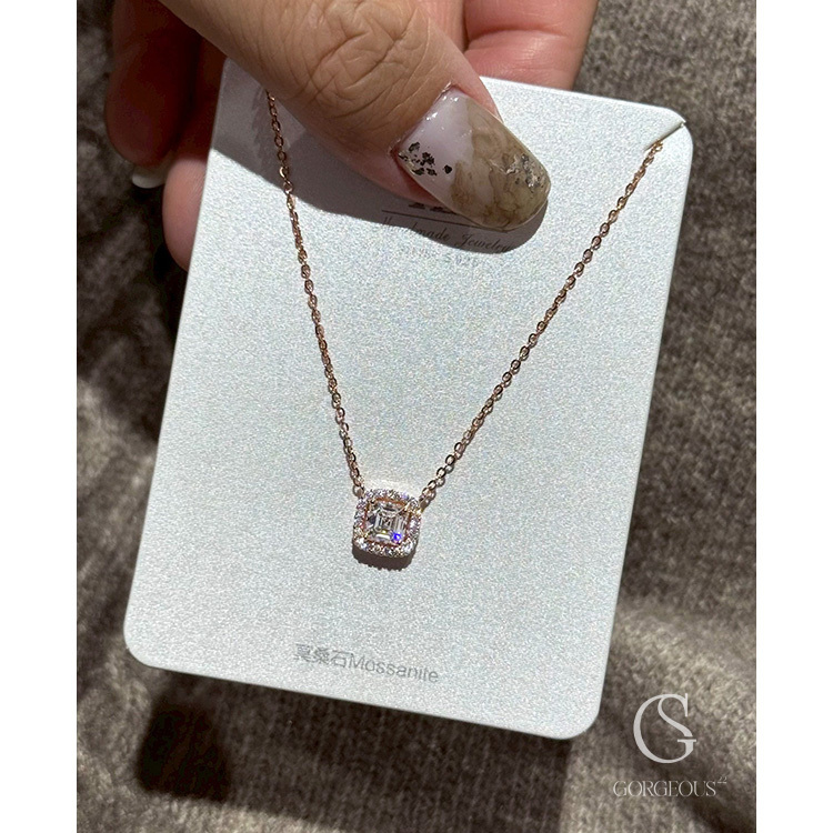 R11 現貨「方鑽莫桑項鍊(925銀)」