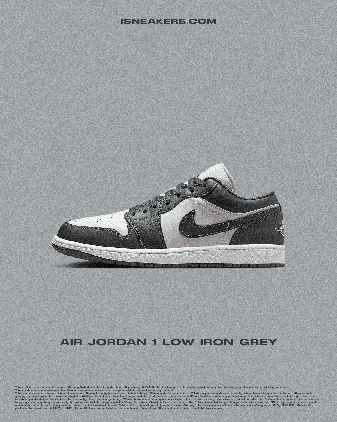 iSNEAKERS｜Air Jordan 1 Low "Grey White" 鋼鐵灰 553558-044