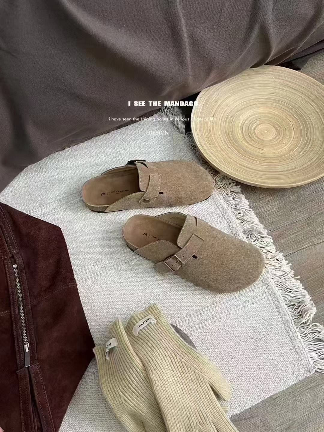 舒適代表真皮勃肯拖鞋(棕37)