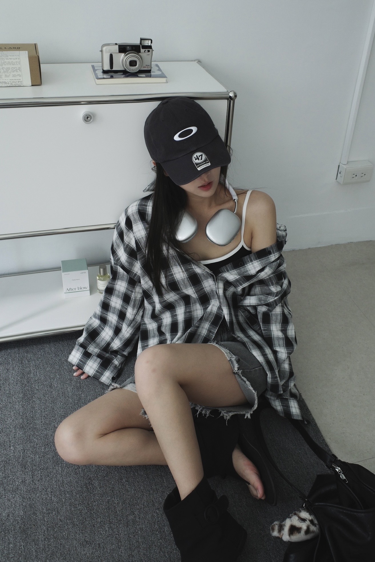 <女裝現貨💗> AG13 棉麻混色格紋寬鬆襯衫 兩色