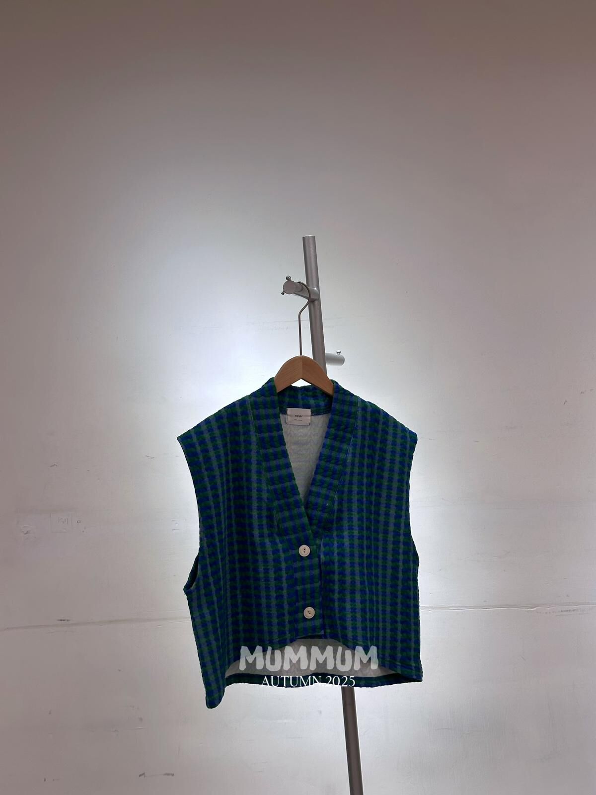 0212631a/韓國秋季漸變扭花紋格仔背心外套40/40/18-19