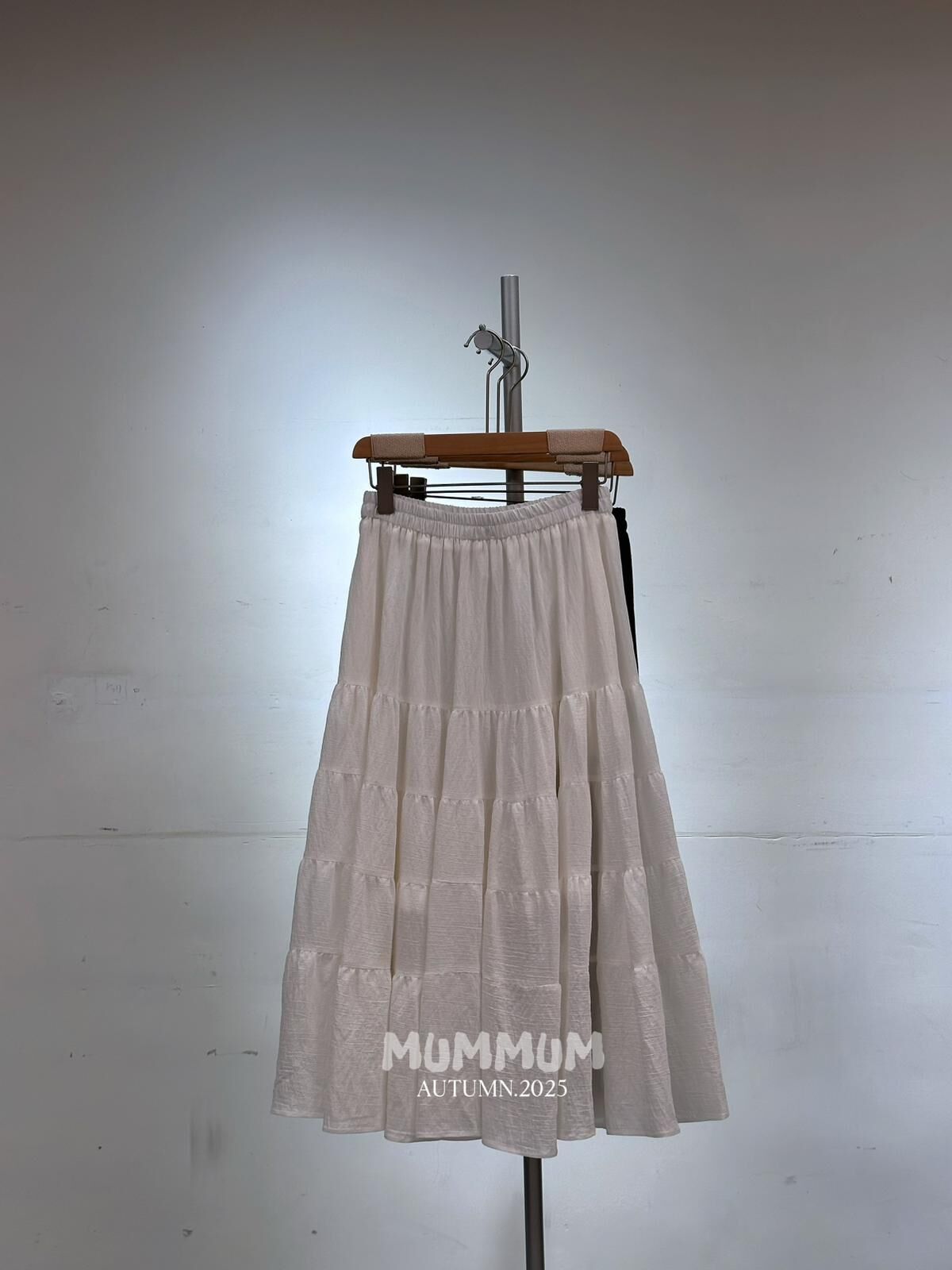 03546a/韓國秋季防皺皺格紋人造絲80%修身層層裙/26-44/44/31