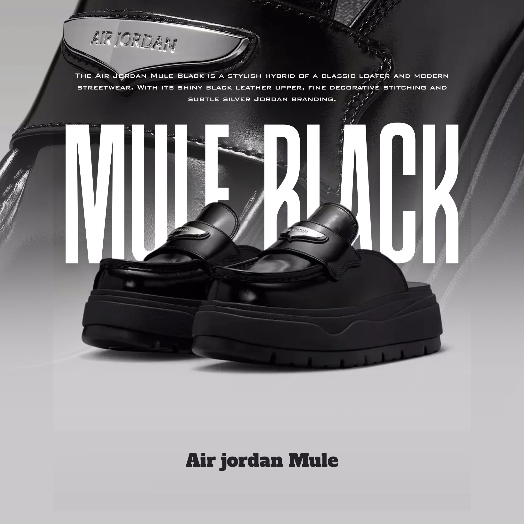 Air Jordan - Mule - Black / Metallic Silver (Loafer)