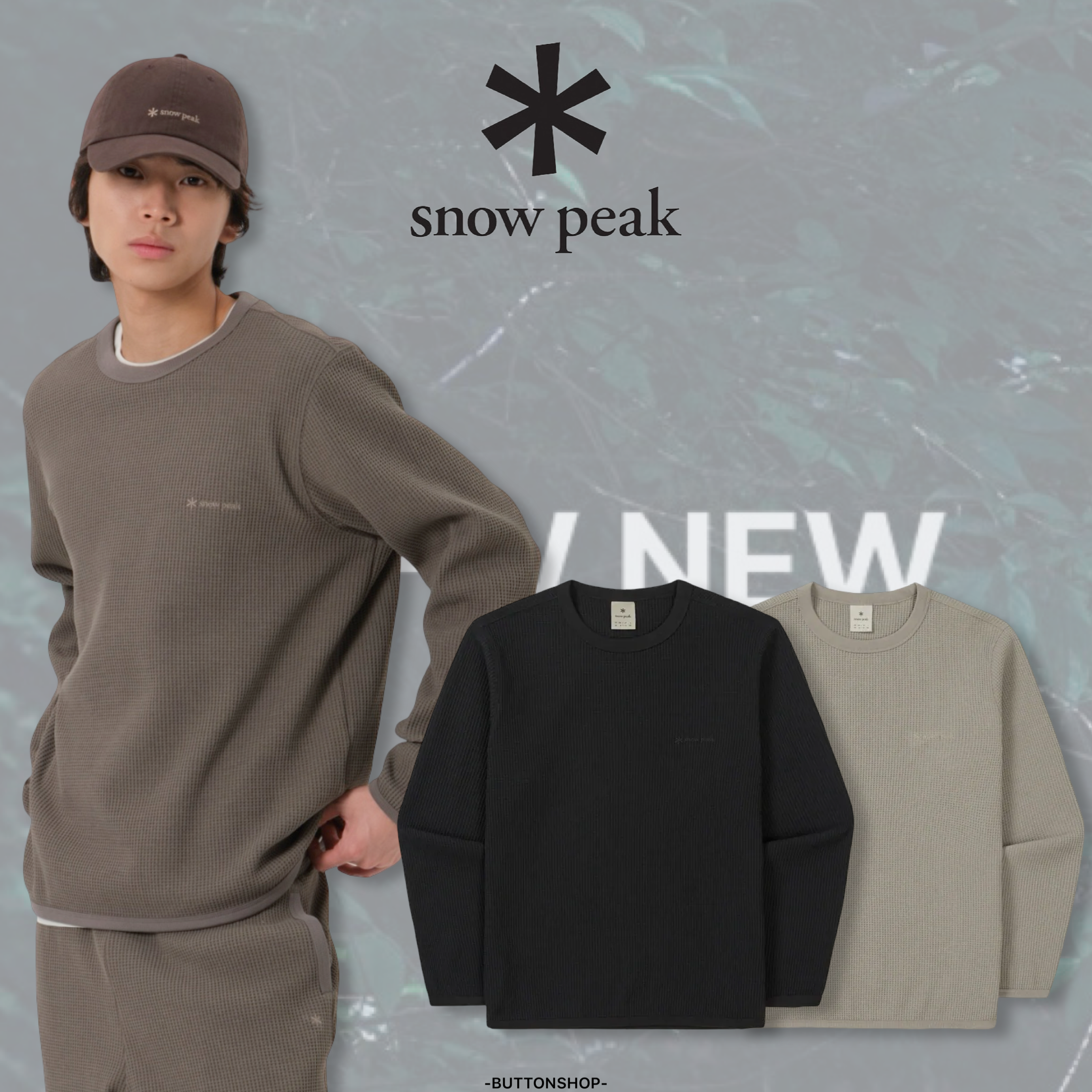 【現貨】snow peak Waffle Sweatshirt 華夫格 大學tee S25FMTHT16